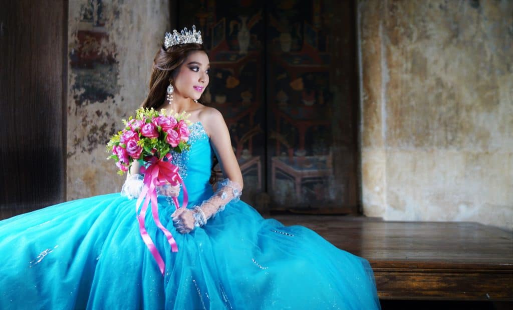 vestido de quinceañera azul