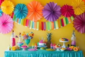 DECORACION CON GLOBOS Y FLORES